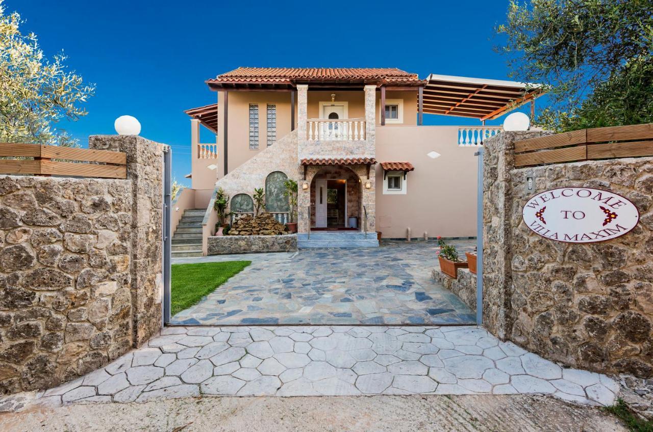 Villa Maxim With Private Pool & Tennis Court Halikounas Exterior photo